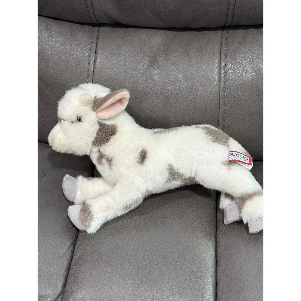 Douglas Cuddle Toy Cow Plush Realistic‎ Spotted Tan White Stuffed Animal Calf